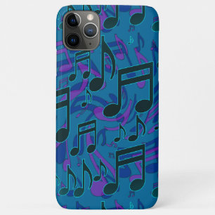 Funda Para iPhone 11 Pro Max Notas Musicales Patrón Musical Azul Verde Púrpura