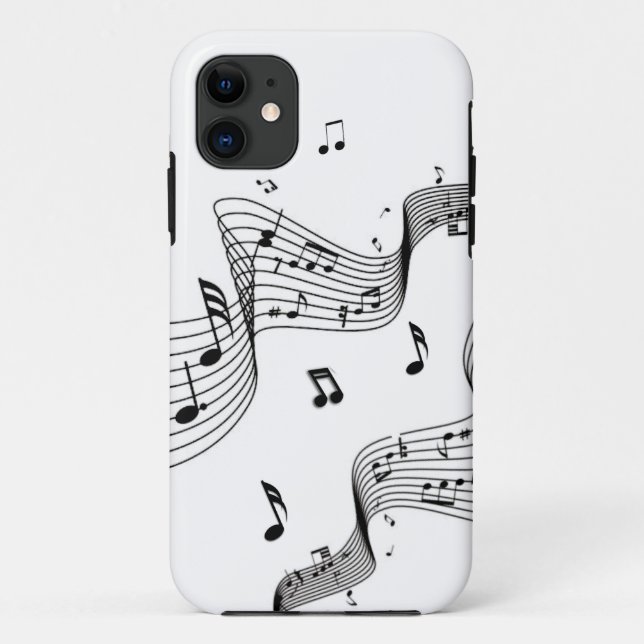 Funda De Case-Mate Para iPhone Notas musicales sobre blanco (Reverso)