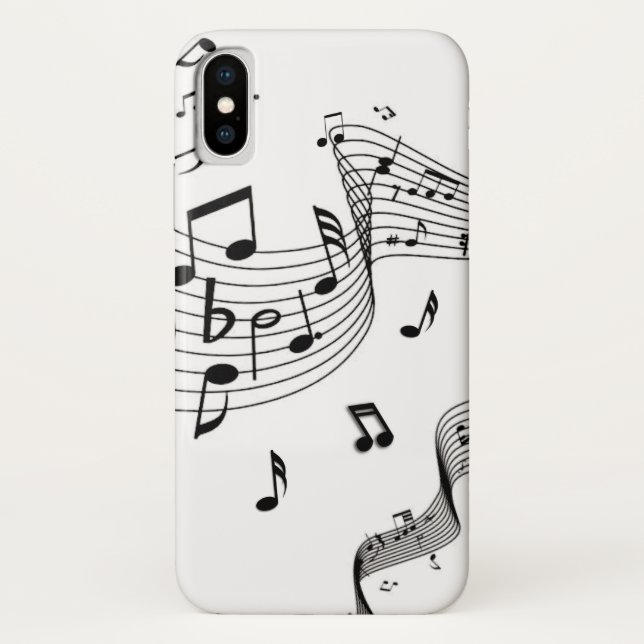 Funda De Case-Mate Para iPhone Notas musicales sobre blanco (Reverso)