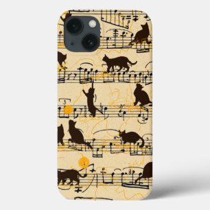 Funda Para iPhone 13 Notas musicales y gatitos