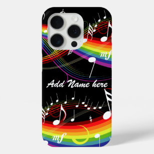 Funda Para iPhone 15 Pro Notas personalizadas de música en arcoiris blanca 