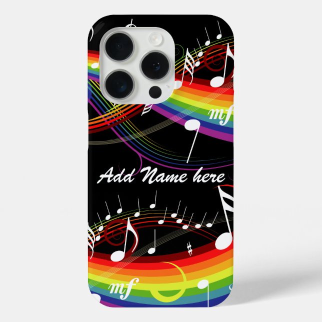 Funda De Case-Mate Para iPhone Notas personalizadas de música en arcoiris blanca  (Reverso )