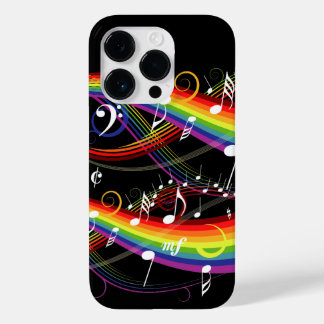 Funda Para iPhone 14 Pro De Case-Mate Notas sobre la música blanca arcoiris en negro