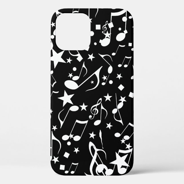 Funda De Case-Mate Para iPhone Notas sobre la música blanca en negro (Reverso )