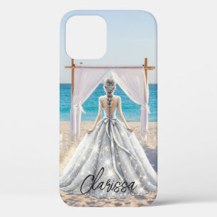 Funda Para iPhone 12 Novia Día de la Boda Playa Boda Vestido de Gala Nu