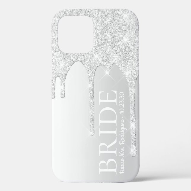 Funda De Case-Mate Para iPhone Novia Futuro Sra. Silver Glitter Goteo (Reverso )