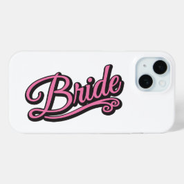 Funda Para iPhone 15 Novia negra/rosa en blanco