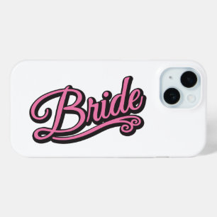 Funda Para iPhone 15 Novia negra/rosa en blanco