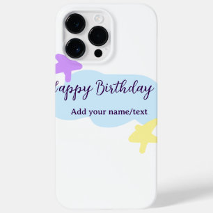 Funda Para iPhone 14 Pro Max De Case-Mate Nubes azul pastel estrellas púrpura feliz cumpleañ
