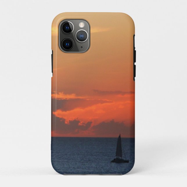 Funda De Case-Mate Para iPhone Nubes de atardecer y navegación marítima (Reverso)