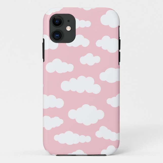 Funda De Case-Mate Para iPhone Nubes Pastel Arte Asético Blanco Y Rosa (Reverso)