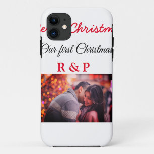 Funda Para iPhone 11 Nuestra primera Navidad agregar nombre foto boda c