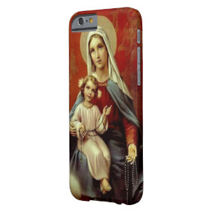 Funda Barely There Para iPhone 6 Nuestra señora del oro del rojo del rosario