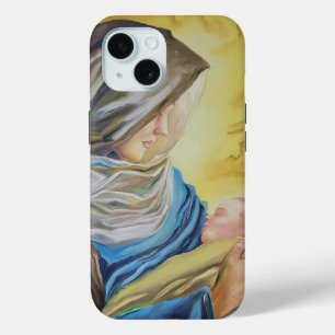 Funda Para iPhone 15 Nuestra Señora del Silencio agarrando al bebé Jesú