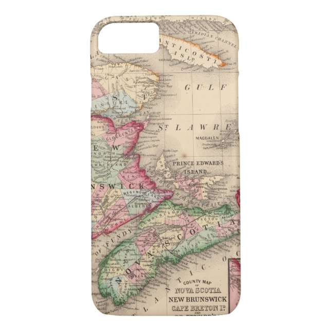 Funda De Case-Mate Para iPhone Nueva Escocia, Nuevo Brunswick, mapa de Mitchell (Reverso)
