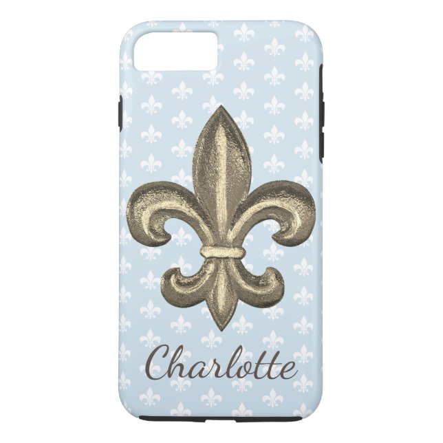 Funda De Case-Mate Para iPhone Nueva Orleans Francesa Fleur De Lis & Blue (Reverso)