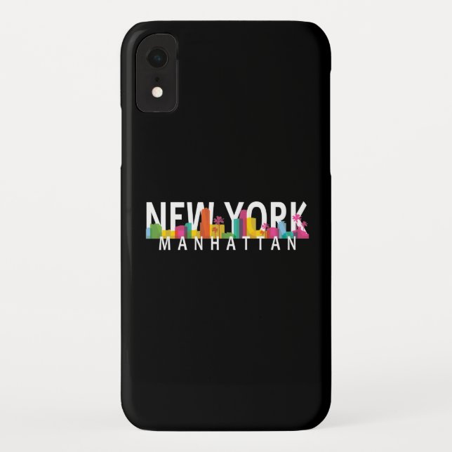 Funda De Case-Mate Para iPhone Nueva York Manhattan con palmeras (Reverso)