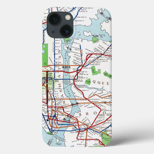 Funda De Case-Mate Para iPhone Nueva York: Mapa del subterráneo, 1940 (Reverso)