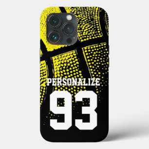 Funda Para iPhone 13 Pro Número de camiseta de baloncesto amarilla personal