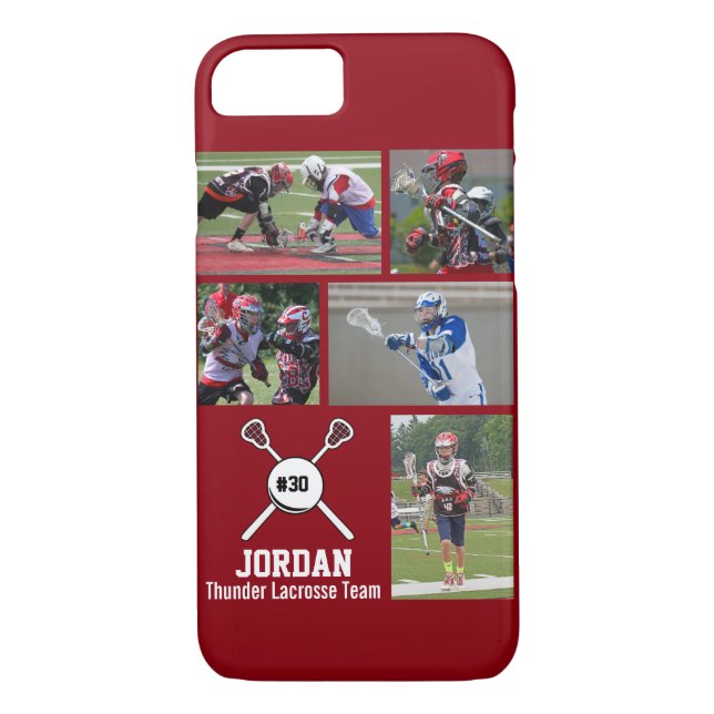 Funda De Case-Mate Para iPhone Número de Collage de fotos de Lacrosse Personaliza (Reverso)