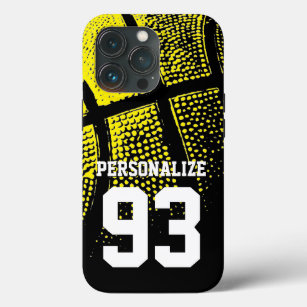 Funda Para iPhone 13 Pro número de jersey de baloncesto amarillo personaliz