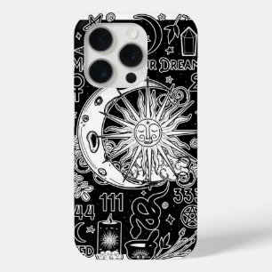 Funda Para iPhone 15 Pro Numerología Afortunada Magia Manifestante Blanco y