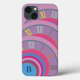 Funda Para iPhone 13 Números romanos monogramo reloj artístico Círculos