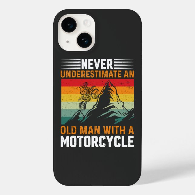 Funda De Case-Mate Para iPhone Nunca Subestimes A Un Viejo Con Motocicleta (Reverso )