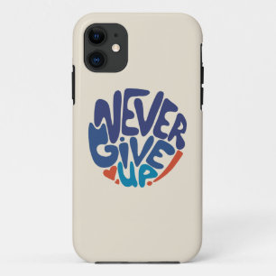 Funda Para iPhone 11 Nunca te rindas - Cita de cumpleaños azul y rojo