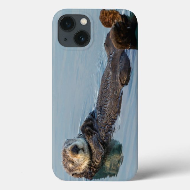 Funda De Case-Mate Para iPhone Nutria marina flotando de espaldas en el océano (Reverso)