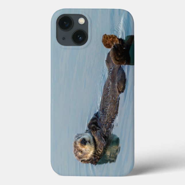 Funda De Case-Mate Para iPhone Nutria marina flotando de espaldas en el océano (Reverso)
