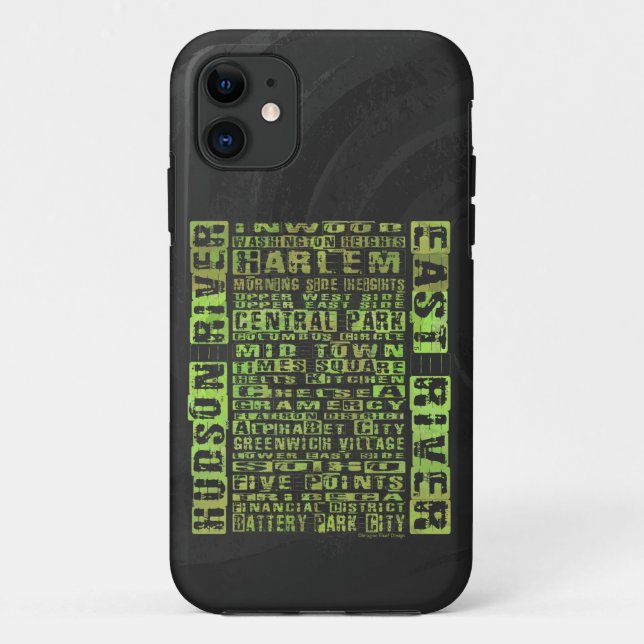 Funda De Case-Mate Para iPhone NYC Vecindarios Verdes (Reverso)