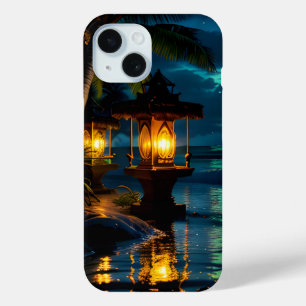 Funda Para iPhone 15 Oasis de la mirada tropical 4 de la noche