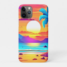 Funda Para iPhone 11 Pro Oasis del atardecer tropical