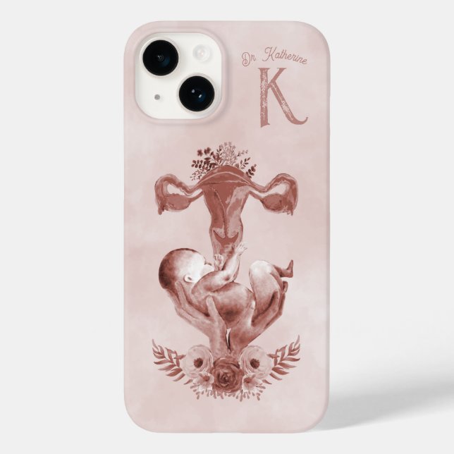 Funda De Case-Mate Para iPhone Ob/Gyn Partera Parto Floral Nacimiento Cervix Ovar (Reverso )