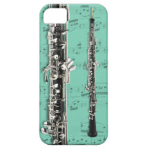 Oboe y caja del teléfono de la partitura. Color de