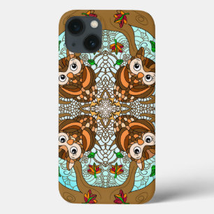 Funda Para iPhone 13 Obra de arte de la lechuza de mano Mandala