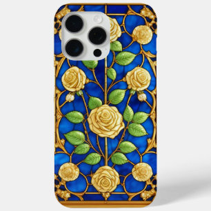 Funda Para iPhone 15 Pro Max Obra de arte de rosa dorada ornamentada