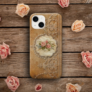 Funda Resistente Para iPhone 6 Plus Obra de oro Grabado en relieve de época y Rosas