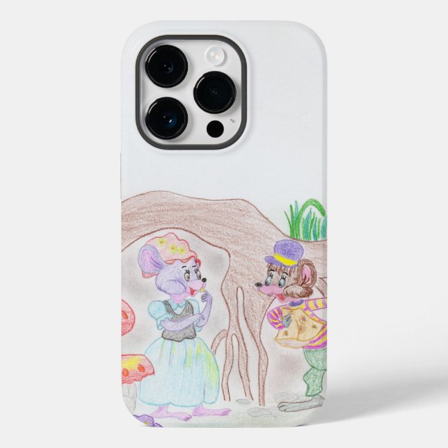 Funda De Case-Mate Para iPhone Obras de arte de niños personalizados, dos ratones (Reverso )