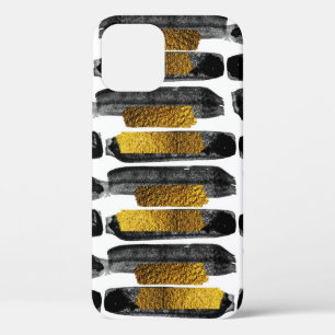 Funda Para iPhone 12 Obras de arte dorado: Resumen de oro y negro