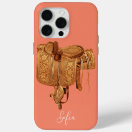 Funda Para iPhone 15 Pro Max Occidente,Vintage,Saddle,Country,Monogrammed,Perso