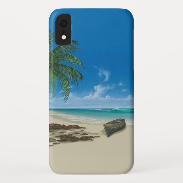 Funda De Case-Mate Para iPhone Ocean Beach con nombre (Reverso)
