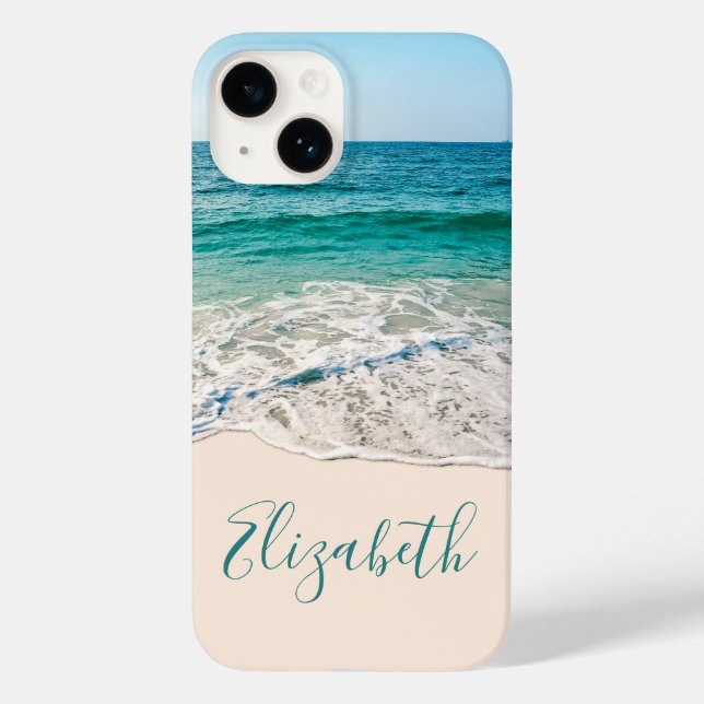 Funda De Case-Mate Para iPhone Ocean Beach Shore para agregar tu nombre (Reverso )