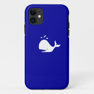 Funda Para iPhone 11 Ocean Glow_White-on-Blue Whale iPhone 5 Funda-mate