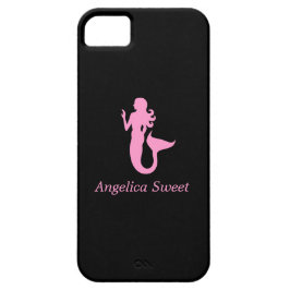 Funda Para iPhone 11 Océano Glow_Pink-on-Black Mermaid_personalized