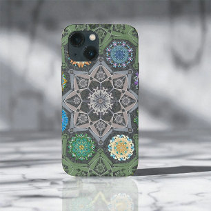 Funda Para iPhone 13 Mini Octo Brightener Arabesque Piedra Árabe Verde