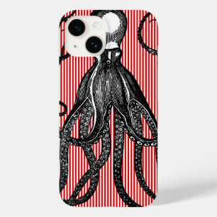 Funda Para iPhone 14 De Case-Mate Octopus antiguo en franjas rojas blancas