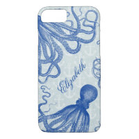 Octopus azul vintage con anclas personalizadas