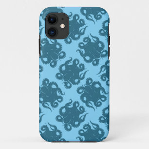 Funda Para iPhone 11 Octopus En Patrón Azul